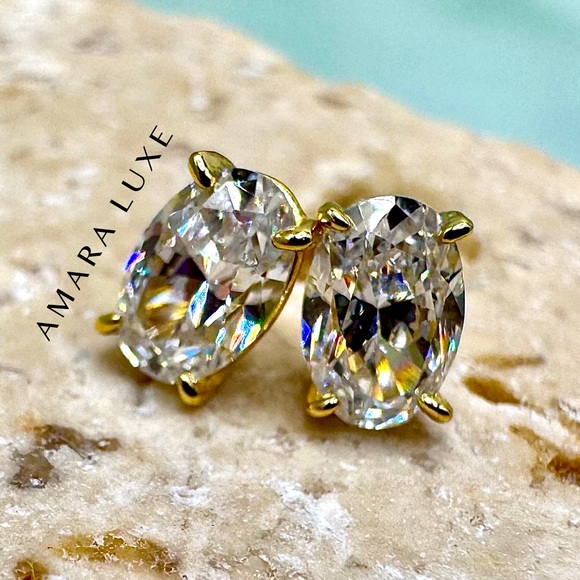 Jewelry - Oval Gold CZ Studs